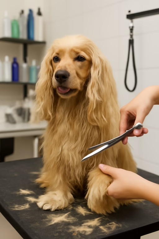 Hund beim professionellen Schneiden im Hundesalon Dog Base Landstuhl